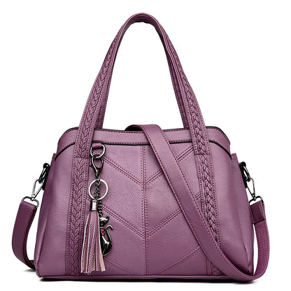 Women's Bag2023New Style Middle-aged Mom Bag Simple Retro Women's Handbag Soft Leather Large Capacity Crossbody Bag