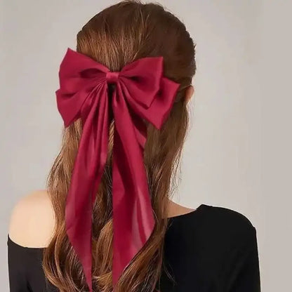 Retro Exaggerate Large Long Tassel Bow Headwear Hair Clip for Women Girl Cute Sweet Spring Clip Hair Accessories Gift Wholesale