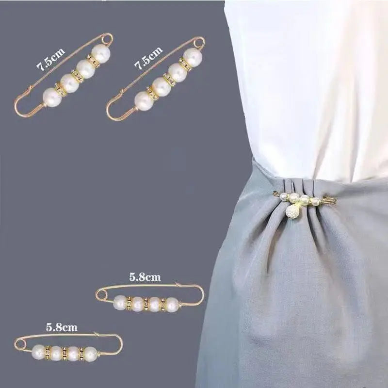 2/20pcs Clothing Brooch Pearl Waist Adjustment for Women Pearl Lapel Pin Sweater Dress Brooch Pins Badge Buckle DIY Accessories