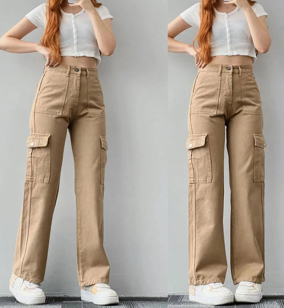 Women Vintage Cargo Pants Streetwear New Y2K Techwear Korean Harajuku Parachute Pants Beige Sweatpants Wide Leg Joggers Trousers