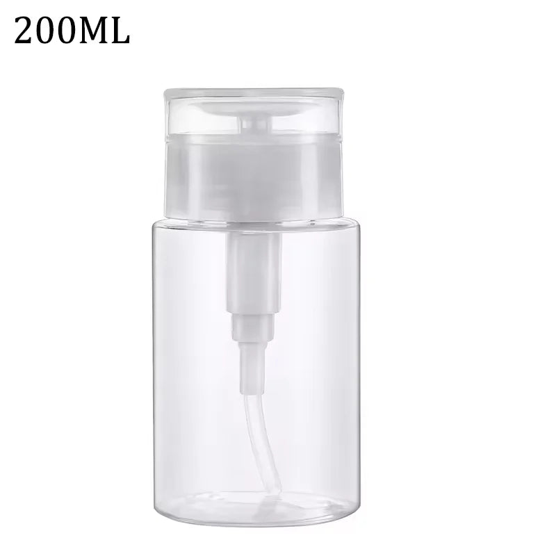 Diamond Design 200ml Empty Liquid Bottle Press Pump Dispenser Refillable Container for Nail Polish Remover Makeup Manicure Tool