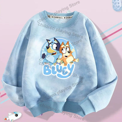 Blueyi Series Kid Pullover Sweatshirts Trendy Long Sleeves Top Bingo Autumn Winter Cartoon Child Clothes Birthday Christmas Gift