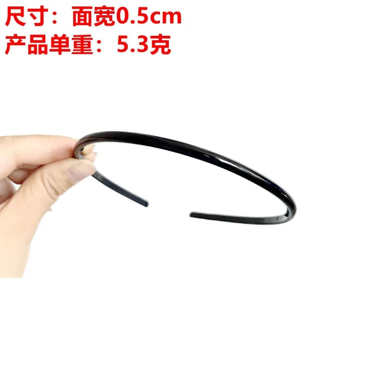 10 Black Plastic Narrow Thin Plain Hair band Headband 4-15mm With Teeth