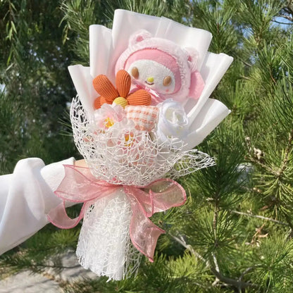 Cartoon My Melody Kuromi Cinnamoroll Kt Cat Plush Doll Creative Flower Bouquet Valentine Christmas Graduation Birthday Gift