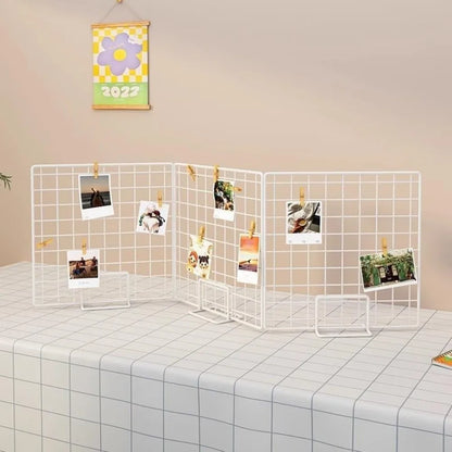 Creative Grid Display Rack with Base Metal Desktop Stand Grid Frame Jewelry Booth Rack For Grid Panel