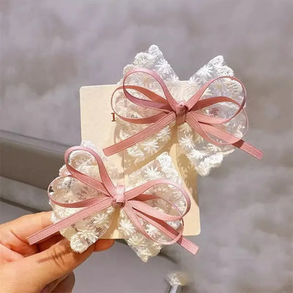 New Elegant Pearl Bow Tassel Hair Clips Solid Velvet Hair Claw Children Princess Hairpins Hair Accessories Заколка Для Волос