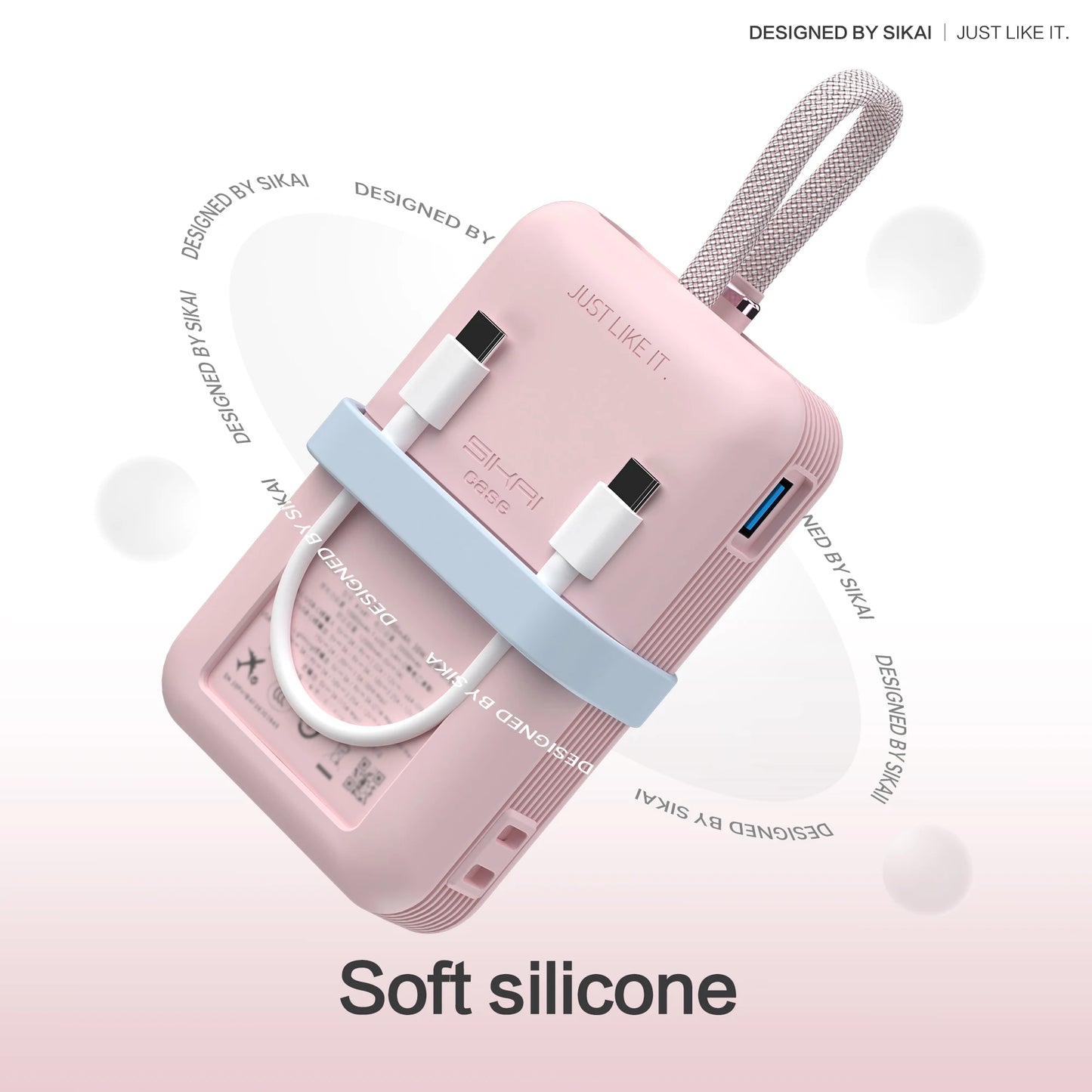 SIKAI Silicone Case For Anker Nano Power Bank 10,000mAh 30W USB-C Portable Charger with Built-In Cable Shockproof Travel Case