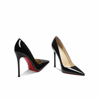 Sexy Red Bottom High Heels Women's Fashionable Pointed Toe Thin Heel Nude Color Shoes for Night Club And Daily Wear