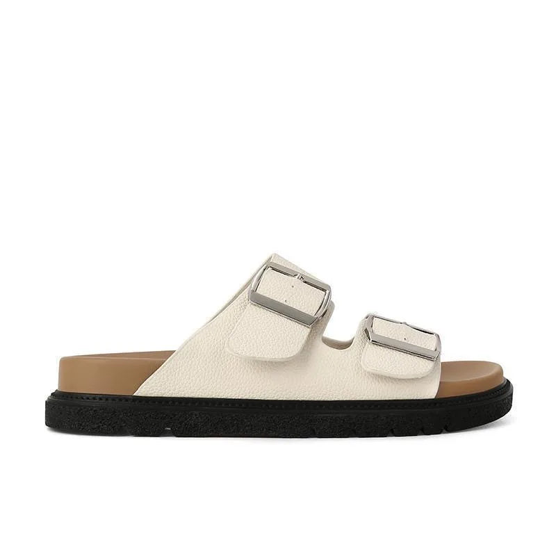 Thick Heel Sandals Women's Belt Buckle New French Style Outdoor Spring Summer Fashion Casual Korean Version Beach Slippers