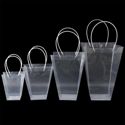 1pc Transparent Gifts Tote Bag Wedding Bouquet Flowers Packaging Bags Box For Florist Birthday Party Decor Xmas Valentines Gift