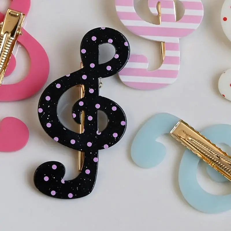 Stylish Striped Star Musical Note Resin Hair Clip Elegant Barrettes Daily Hairpin For Women Girls Fashion Accessories