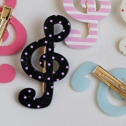 Stylish Striped Star Musical Note Resin Hair Clip Elegant Barrettes Daily Hairpin For Women Girls Fashion Accessories