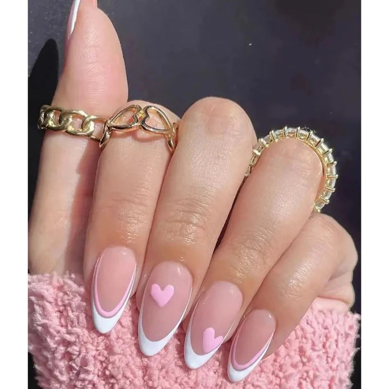 24Pcs/Box Charming Pink Flame Short Detachable Finished Fingernails Ballet Wearable Fake Nails press on Square Head Full Cover