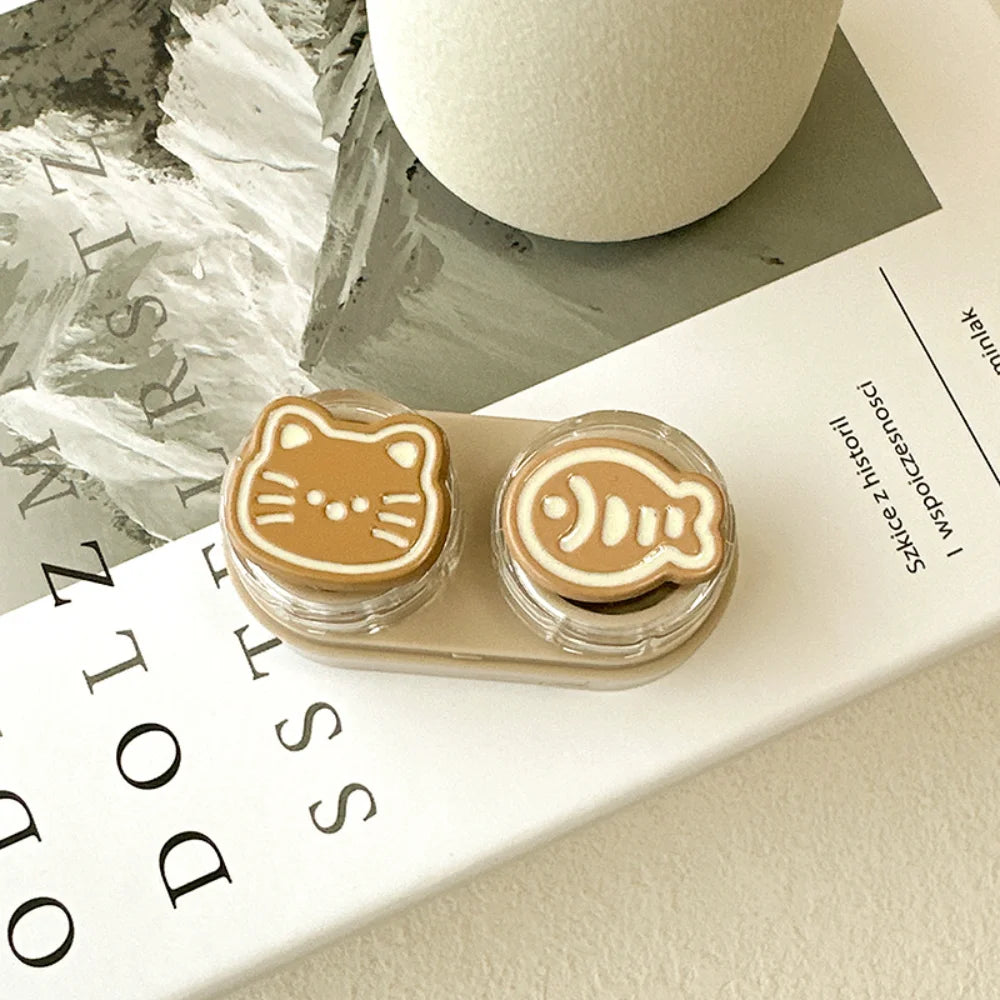 KLASSNUM Portable Cute Cartoon Contact Lens Case Drawer Design Color Contact Lenses Box Container Storage Case Travel Accessory