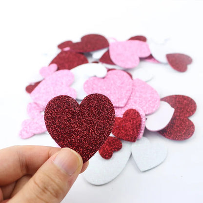 240pcs Glitter Heart Stickers Self Adhesive Foam Sticker for Valentine's Day Gift Love Decals Kid Children Art Craft Party Decor