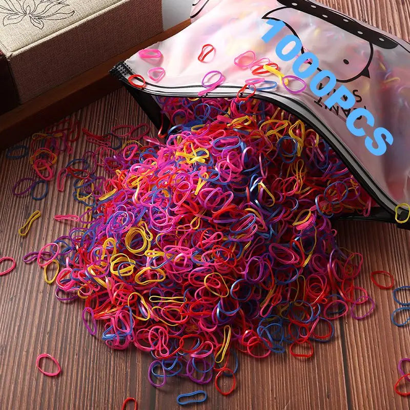 100pcs New Cute Girl Hair Bands Candy Color Elastic Rubber Band Hair Band Child Baby Headband Scrunchie Hair Tie Accessories