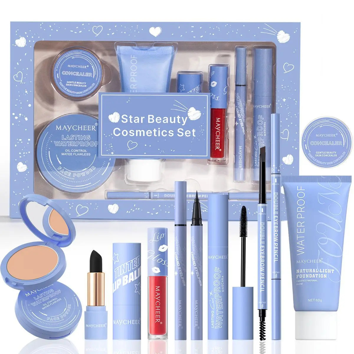 All-In-One Makeup Set,Full Makeup Kit Gift Include Concealer,Foundation,Eyeliner,Eyebrow Pen,Mascara,Lipstick Makeup for Women