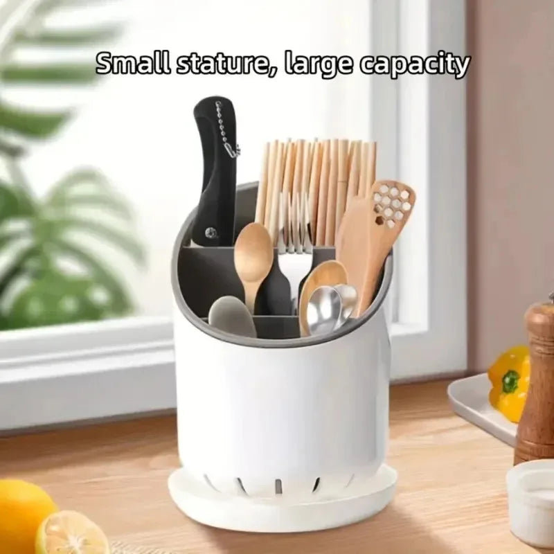 Chopstick Storage Tube with Drain Tray Tableware Organizer Kitchen Utensil Holder