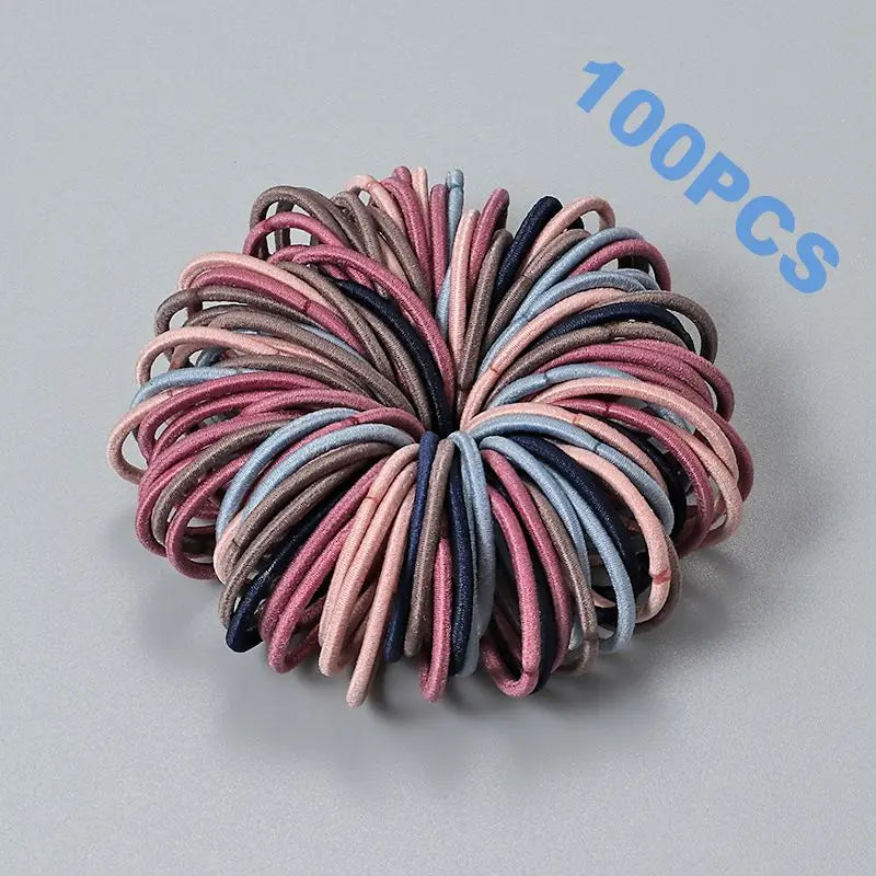 100pcs New Cute Girl Hair Bands Candy Color Elastic Rubber Band Hair Band Child Baby Headband Scrunchie Hair Tie Accessories