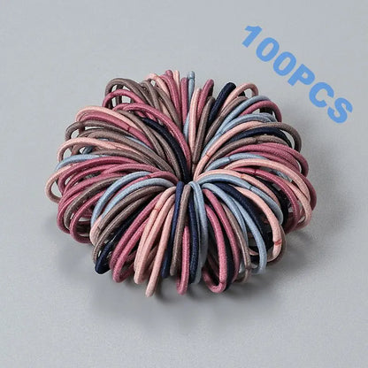 100pcs New Cute Girl Hair Bands Candy Color Elastic Rubber Band Hair Band Child Baby Headband Scrunchie Hair Tie Accessories