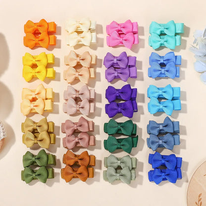 RIBBON BOWS Mini Ribbon Hair Bows Clip for Girls Bangs Hairgrips Covered Safety Bows Headwear Kids Head Claw Accessories