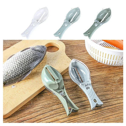 Fish Scales Graters Scraper Fish Cleaning Tool Scraping Scales Device with Cover Home Kitchen Cooking Fish Tool Kitchen Tools