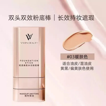 VIVIEN BEAUTY Double-Head Foundation Stick - Light Transparent Concealer Erases Spots & Acne Pores While Brightening Skin Tone