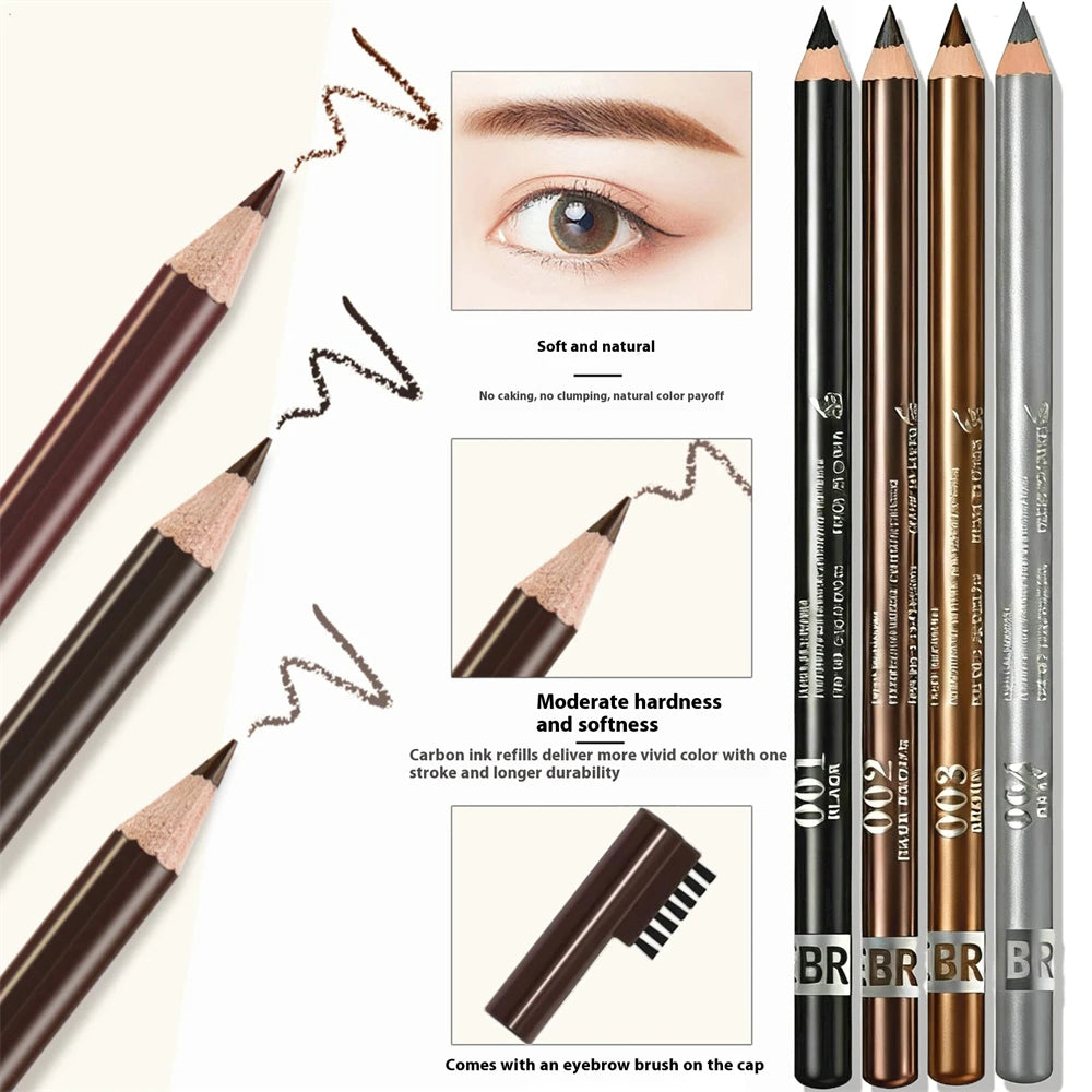 2 In 1 Eyebrow Pencil With Brush Sweat Proof Eyeliner Makeup Pen Professional Defining & Filling Tool Easy Application Cosmetics