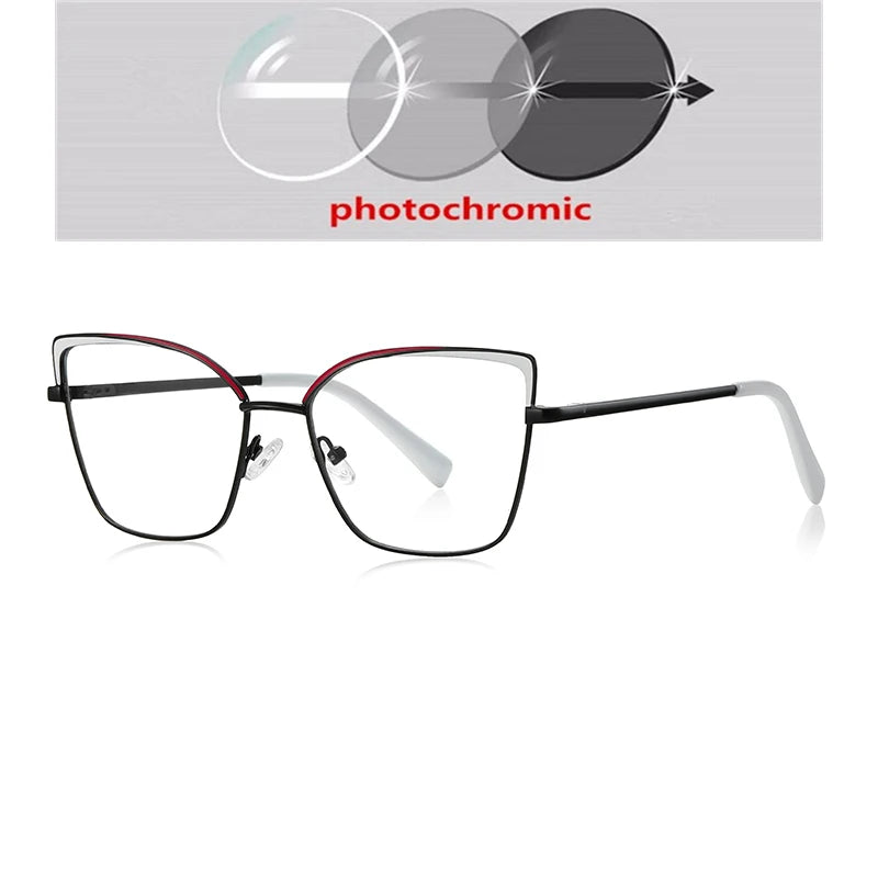 0 -0.5 -0.75 To -6.0 Pink Gold Frame Cat Eye Minus Myopia Glasses Women 1.56 Aspheric Anti Blue Light Prescription Spectacles