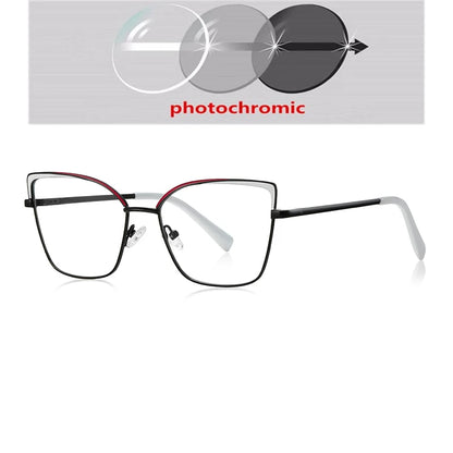 0 -0.5 -0.75 To -6.0 Pink Gold Frame Cat Eye Minus Myopia Glasses Women 1.56 Aspheric Anti Blue Light Prescription Spectacles