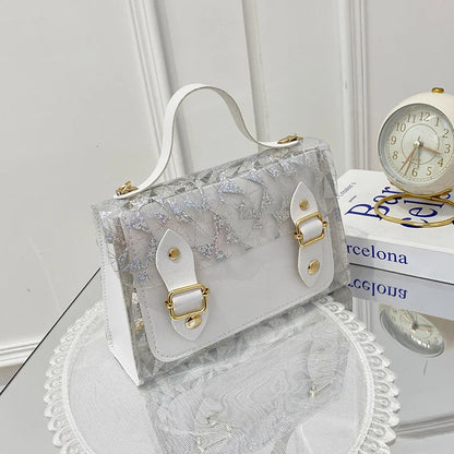 Fashionable Urban Simple Style Handbag Lock Buckle Print Single Shoulder Crossbody Bag Small Square Bag Spring 2025 PU Material