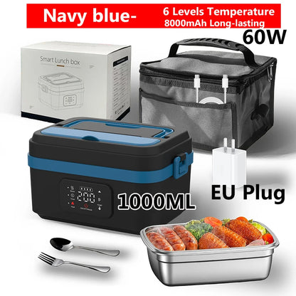 Wireless Electric Lunch Box 1600ML Capacity Heating 6Speed Constant Temperature Outdoor Lunch Box 304 Food-Grade Stainless Steel