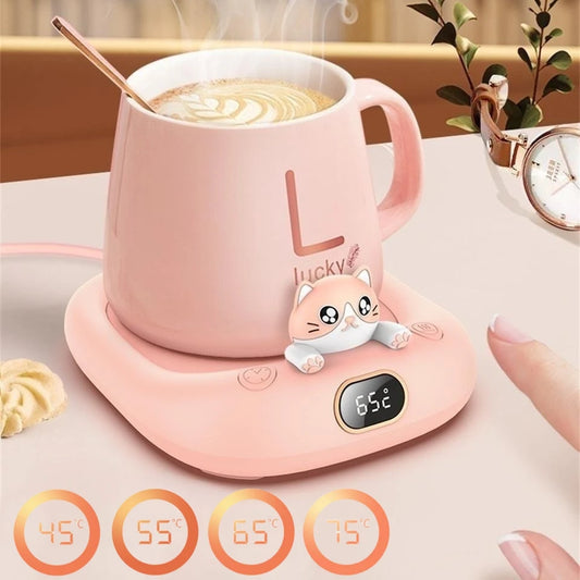 Portable Mug Heating Coffee Mug Cup Warmer Cup Heater Warm Mat Milk Tea Water Heating Pad Constant Temperature Coaster for Home
