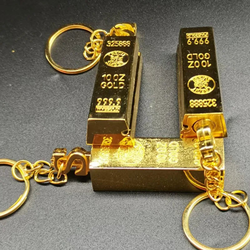 New Gold Bar Design Metal Pendant Lighter Open Flame Smoking Accessory for Outdoor Adventure Small Portable Lighting Tool