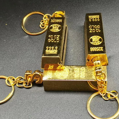 New Gold Bar Design Metal Pendant Lighter Open Flame Smoking Accessory for Outdoor Adventure Small Portable Lighting Tool