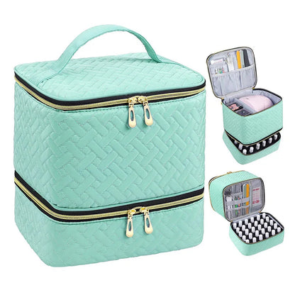 Nail Polish Storage Bag Essential Oil Bag Portable Cosmetic Nail Care Kit Nail Care Tool Storage Box Double Layer 30 Compartment