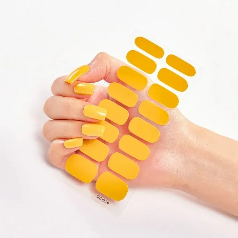 16Tips Nude Semi-Cured Gel Nail Wraps Sticker Long-Lasting UV LED Lamp French Nail Decal Full Cover Waterproof Semi-Cured Sticke