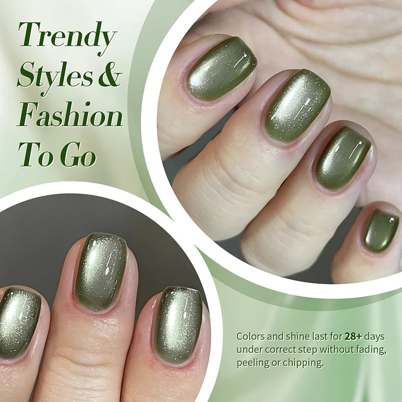 BORN PRETTY 10ml Dark Emerald Cat Magnetic Gel Ultra Shine Semi Permanent Soak Off UV Gel Manicure Nail Art Varnish