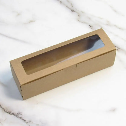 20Pcs Kraft Paper Macaron Boxes with Clear Window 2 Colors White Pastry Packaging Container Dessert Cookies Treat Delivery Box