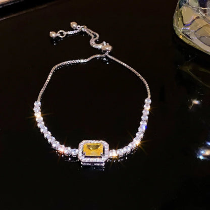 Rhinestone Round Clasp Bracelet for Women Personality Colorful Bracelets Temperament Light Luxury Posh Accessories Wholesale