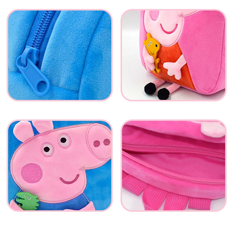 Peppa Pig Plush kindergarten Single shoulder bag Backpack soft stuffed George wallet Candy Toy pink student Girl child kids Gift
