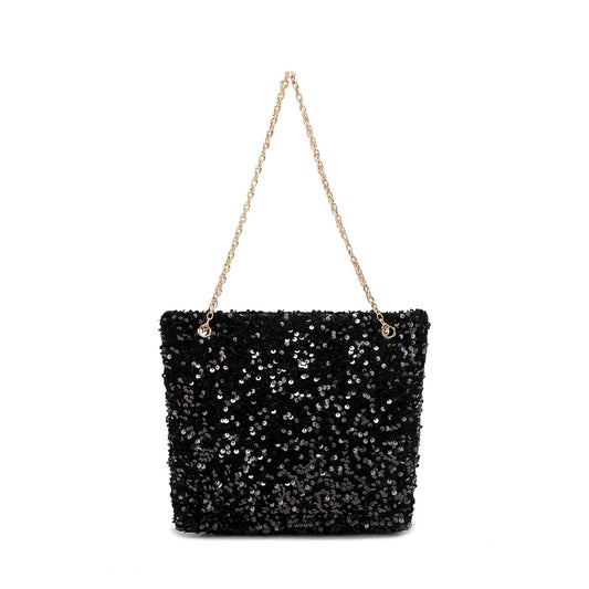 Shiny Sequin Tote Bag Large Capacity Chain Shoulder Bag Glitter Evening Handbag for Party Wedding & Prom Fashion Bag for Women