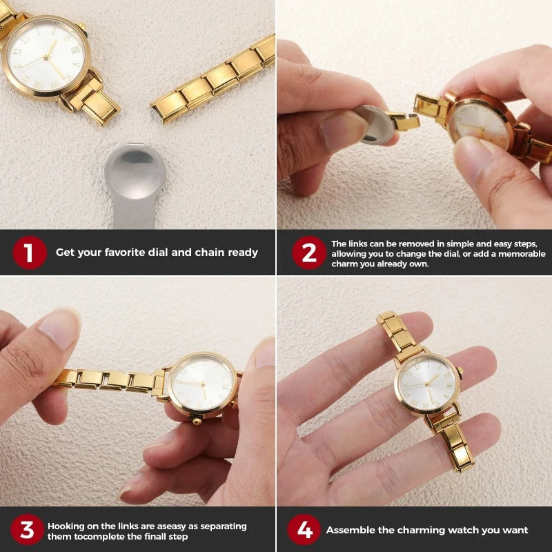 Fashion Women DIY 9mm Width Italian Elastic Charm Stainless Watch Bracelet Bangle For Party Friend Wife Birthday Jewelry Gifts