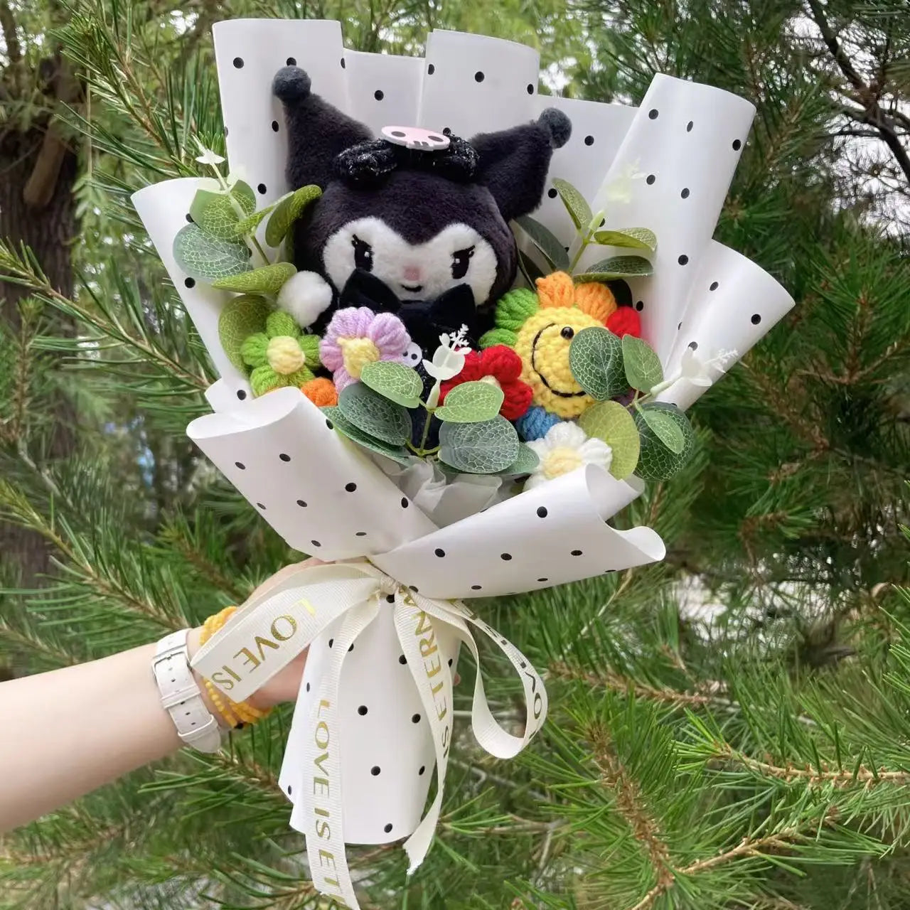 Cartoon My Melody Kuromi Cinnamoroll Kt Cat Plush Doll Creative Flower Bouquet Valentine Christmas Graduation Birthday Gift