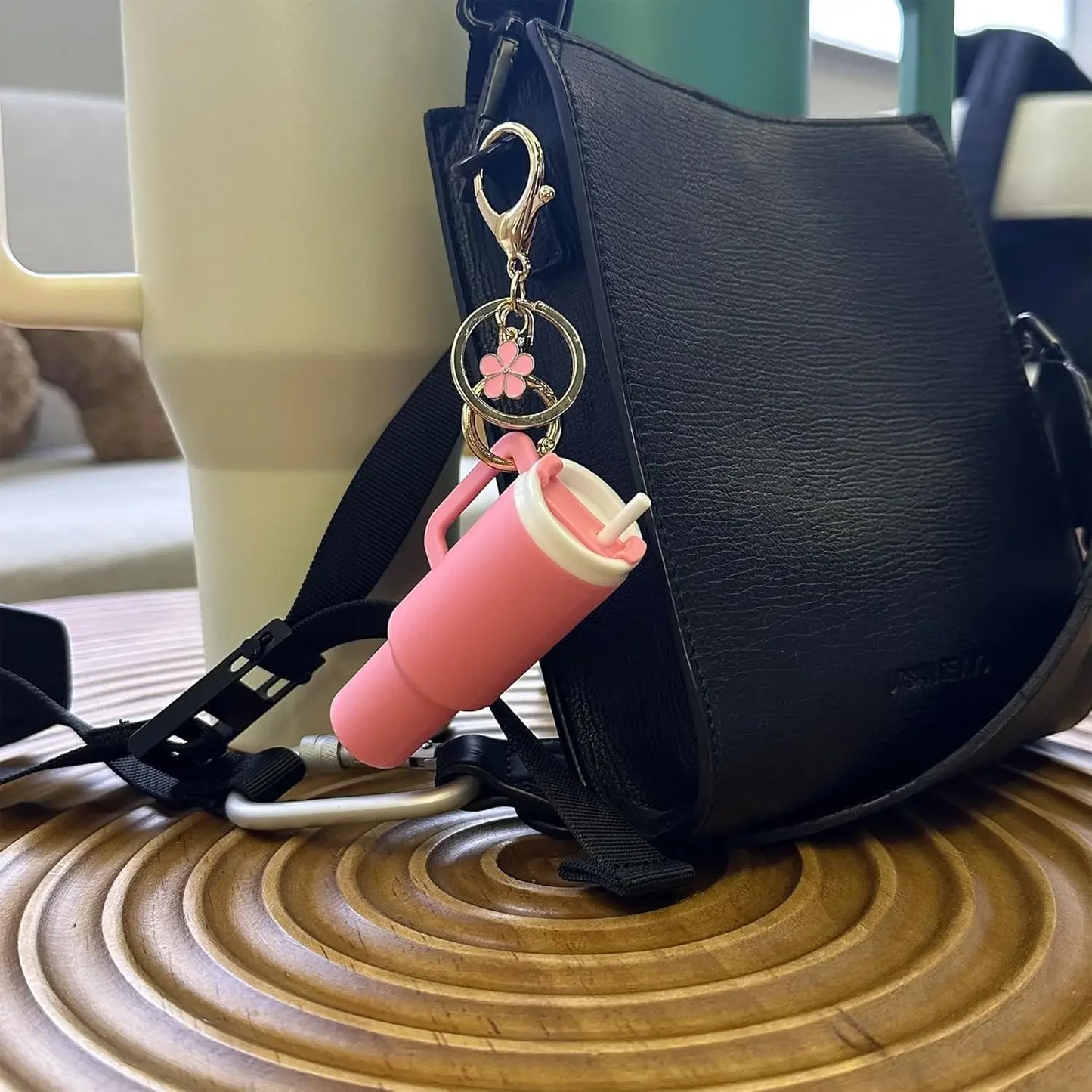 Mini Stanley Cup Keychain Creative Coin Chapstick Storage Box Accessories Key Holder Backpack Tumbler Handle Decoration