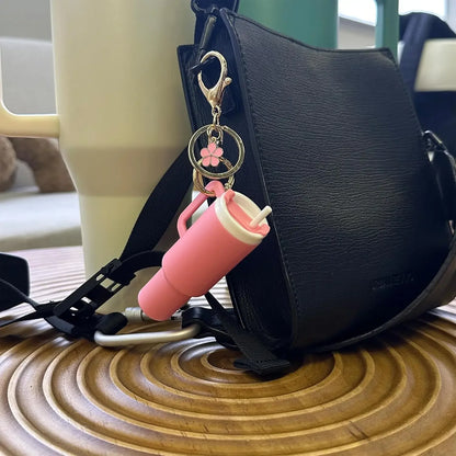 Mini Stanley Cup Keychain Creative Coin Chapstick Storage Box Accessories Key Holder Backpack Tumbler Handle Decoration