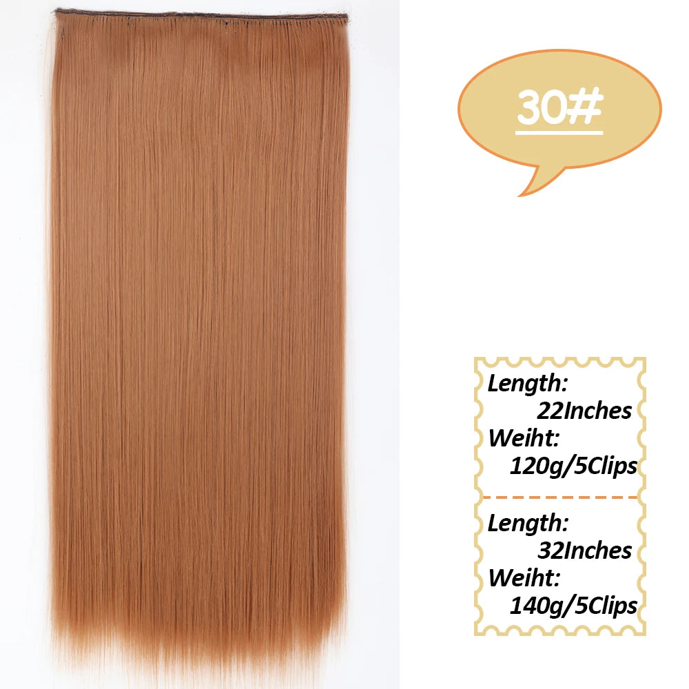 NICESY Synthetic Long Wavy 5 Clips Hair Extensions 22Inch/32Inch Clip On Hair Extensions High Tempreture Fake For Women