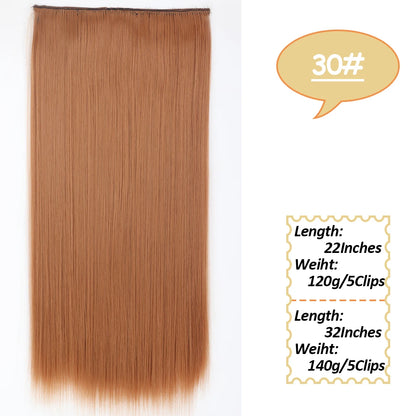 NICESY Synthetic Long Wavy 5 Clips Hair Extensions 22Inch/32Inch Clip On Hair Extensions High Tempreture Fake For Women