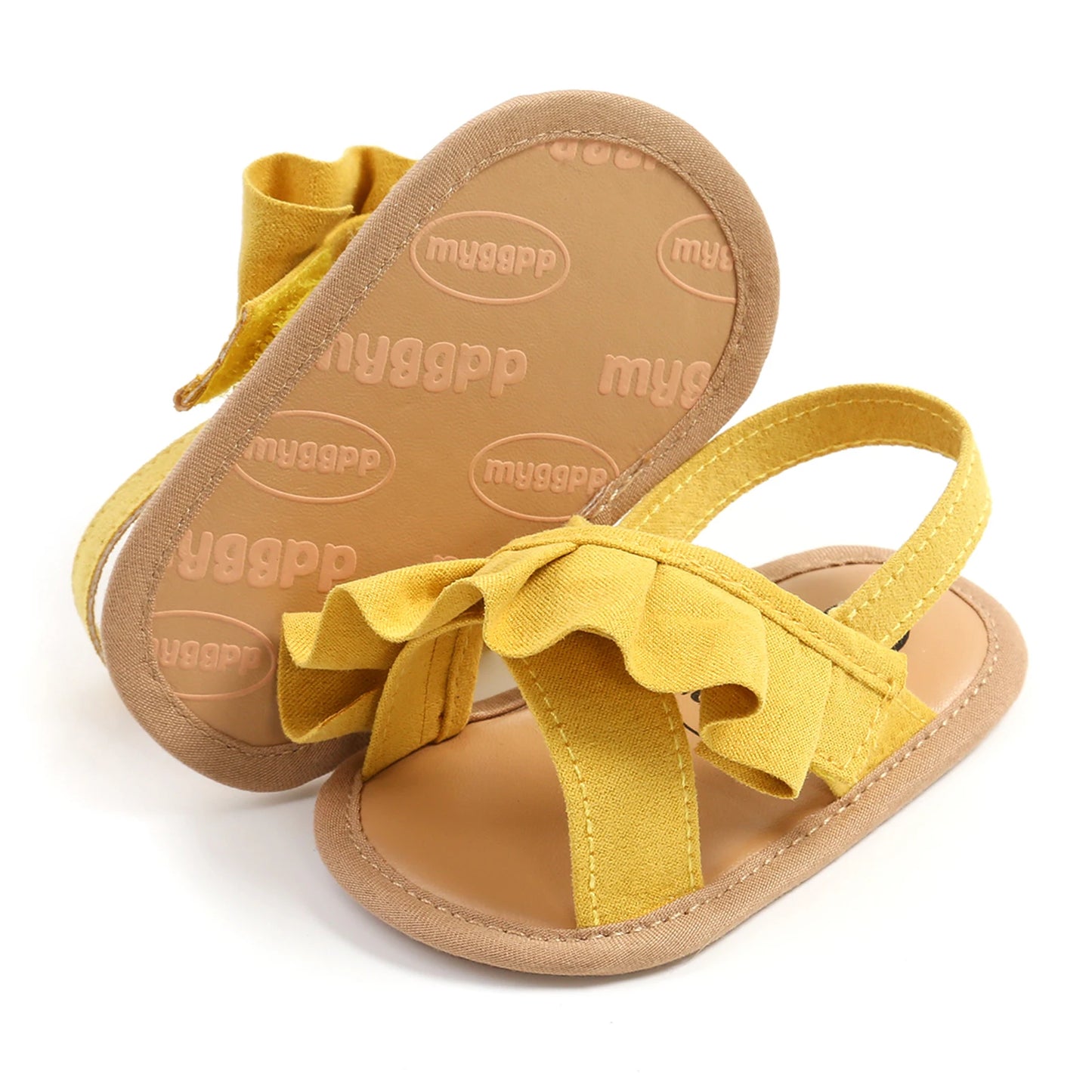 pudcoco Baby Girl Summer Sandals, Cute Ruffle Flats Non-Slip Soft Sole Infant First Walkers