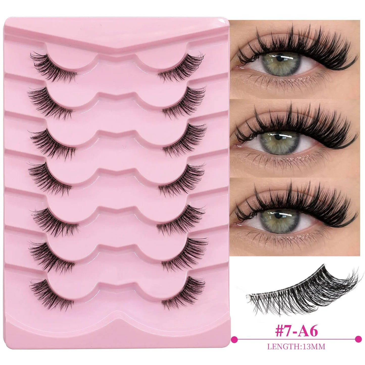 VELTRINAY False Eyelashes Half Lashes Cat Eye Natural Look Wispy Faux Mink Clear Eyelash Band Natural Lashes Makeup